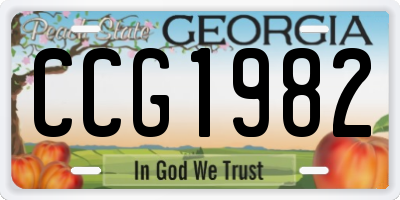 GA license plate CCG1982