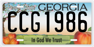 GA license plate CCG1986