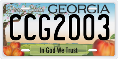 GA license plate CCG2003