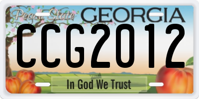 GA license plate CCG2012