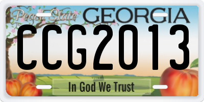 GA license plate CCG2013