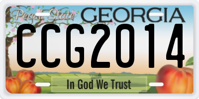 GA license plate CCG2014