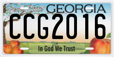 GA license plate CCG2016