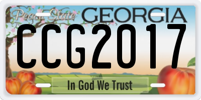 GA license plate CCG2017