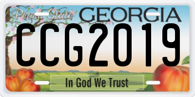 GA license plate CCG2019