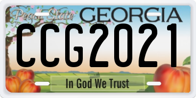 GA license plate CCG2021