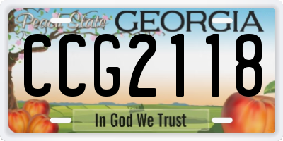 GA license plate CCG2118