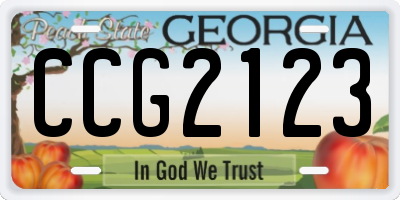 GA license plate CCG2123
