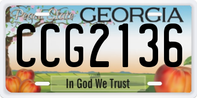 GA license plate CCG2136