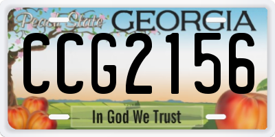 GA license plate CCG2156