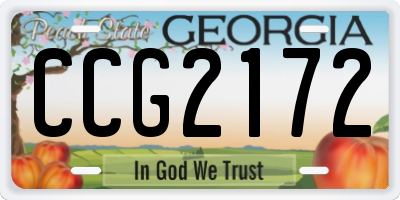 GA license plate CCG2172