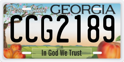 GA license plate CCG2189