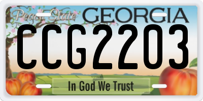 GA license plate CCG2203