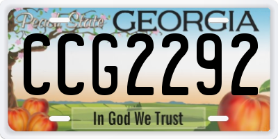 GA license plate CCG2292