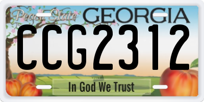 GA license plate CCG2312