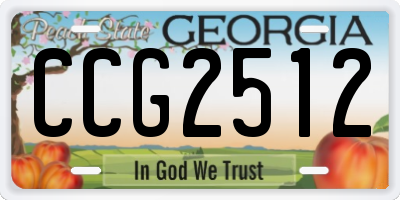 GA license plate CCG2512