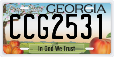 GA license plate CCG2531