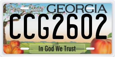 GA license plate CCG2602
