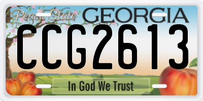 GA license plate CCG2613