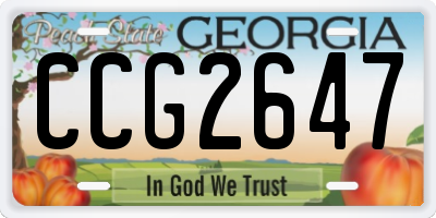 GA license plate CCG2647