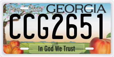 GA license plate CCG2651