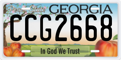 GA license plate CCG2668