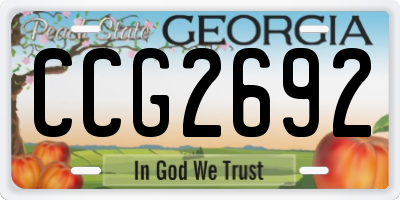 GA license plate CCG2692