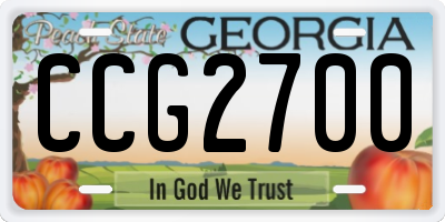 GA license plate CCG2700