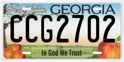 GA license plate CCG2702