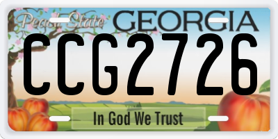 GA license plate CCG2726