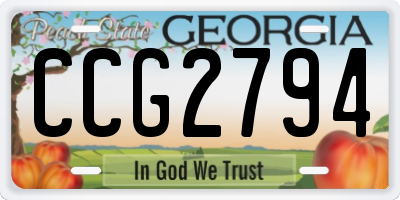 GA license plate CCG2794