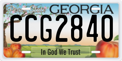 GA license plate CCG2840