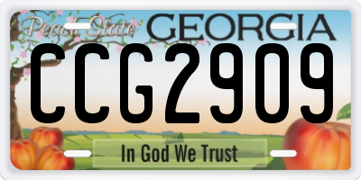 GA license plate CCG2909