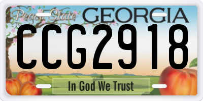 GA license plate CCG2918