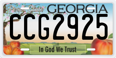 GA license plate CCG2925