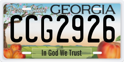GA license plate CCG2926