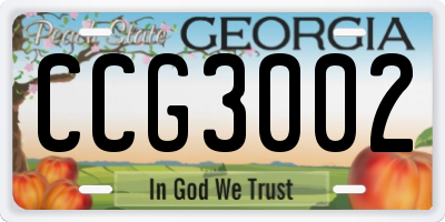 GA license plate CCG3002