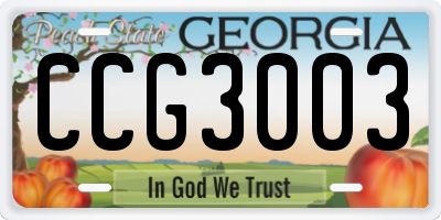 GA license plate CCG3003
