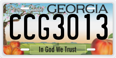 GA license plate CCG3013