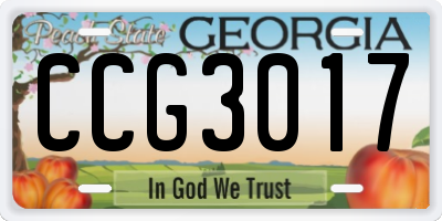 GA license plate CCG3017