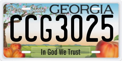 GA license plate CCG3025