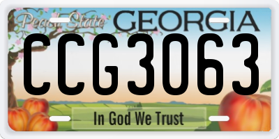 GA license plate CCG3063