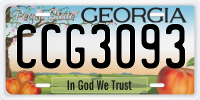 GA license plate CCG3093