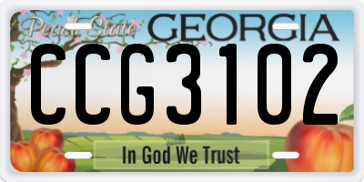 GA license plate CCG3102