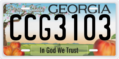 GA license plate CCG3103