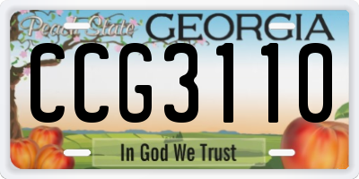 GA license plate CCG3110