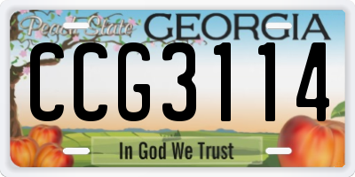 GA license plate CCG3114