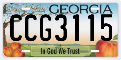 GA license plate CCG3115