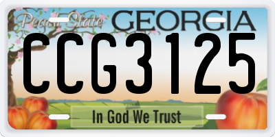 GA license plate CCG3125