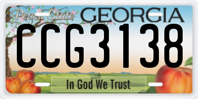 GA license plate CCG3138